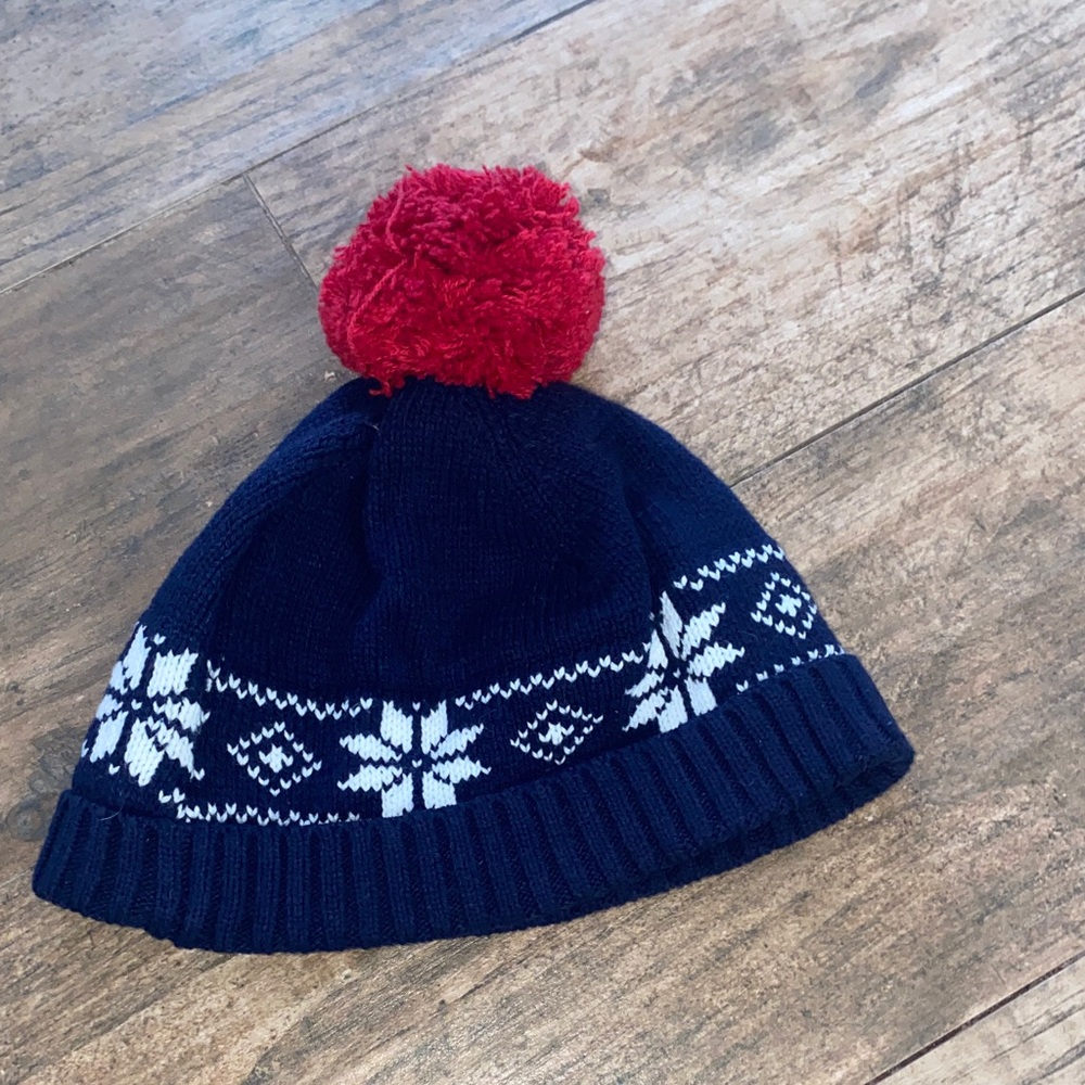 Cozy Kids' Winter Hat with Red Pom-Pom